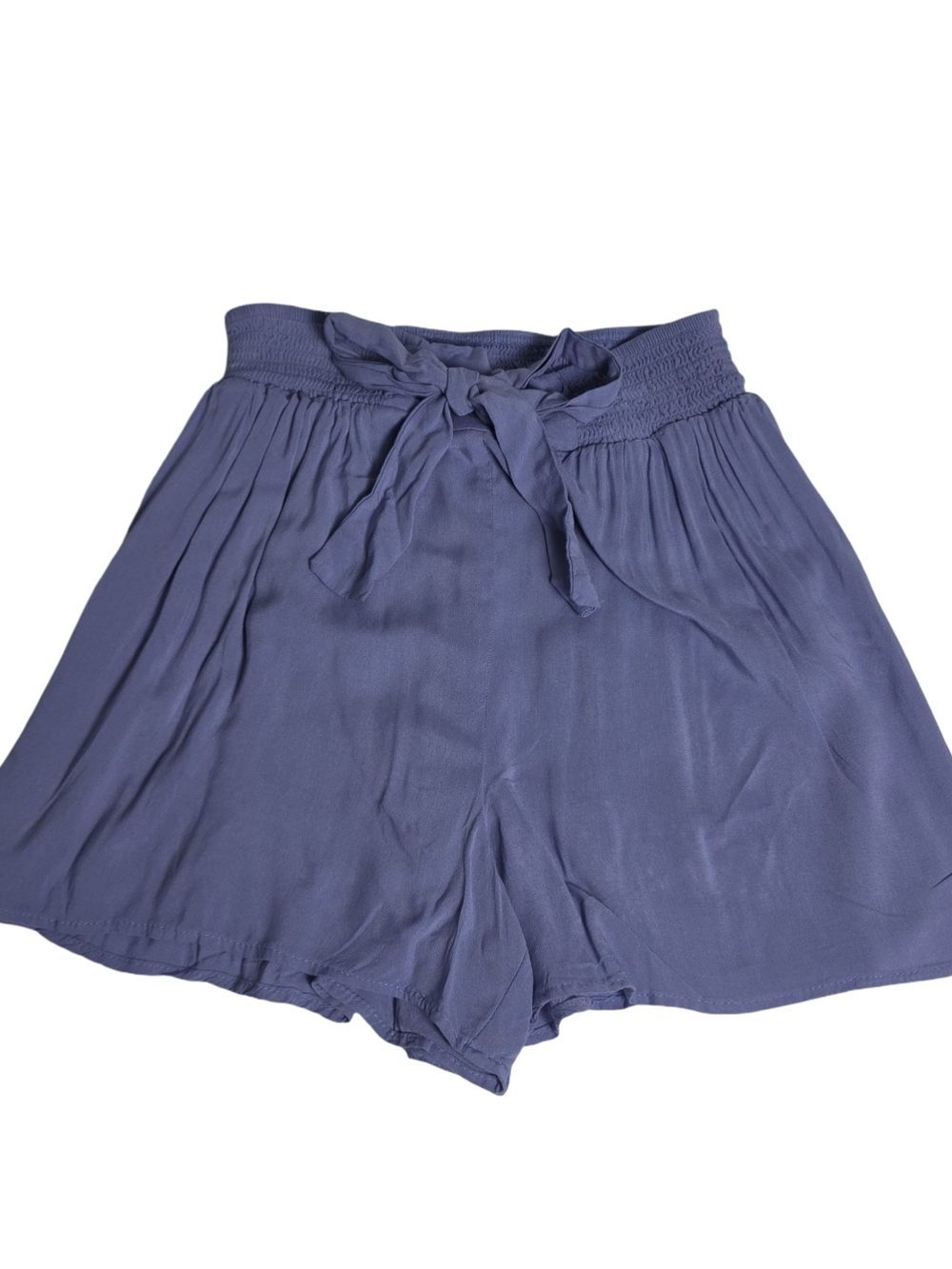 No Comment NY.LA Blue Flowy Rayon Smocked Tie Waist Shorts Women's M Coquette